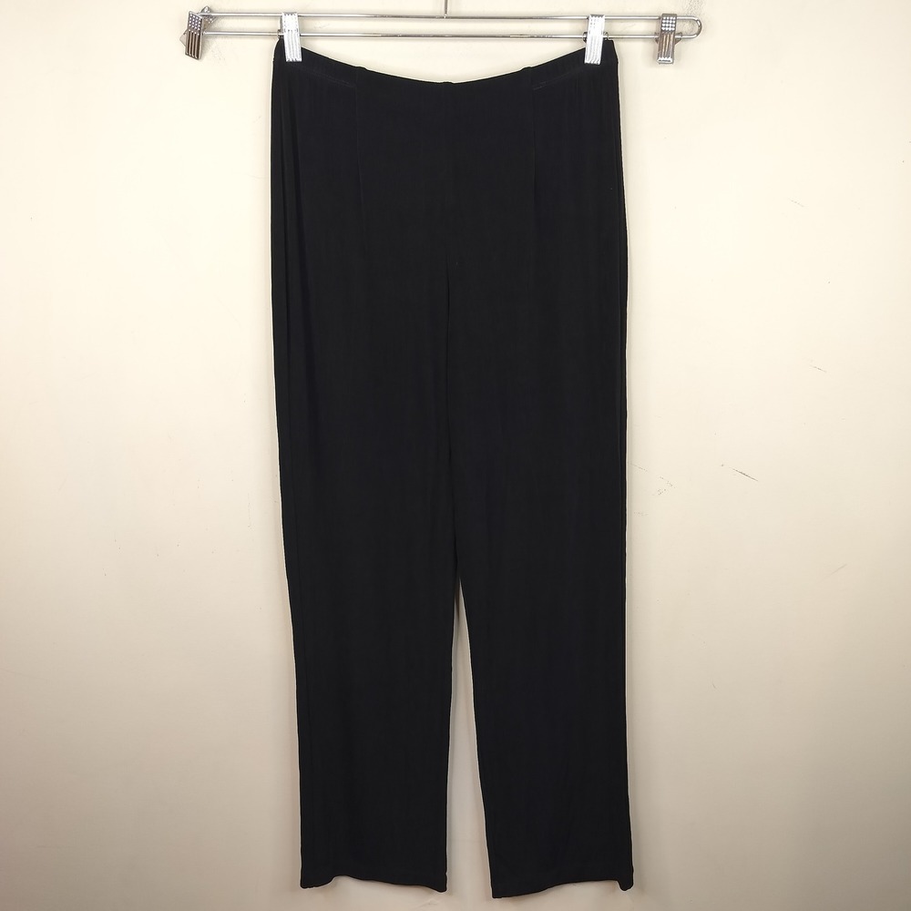 Chico's Travelers Pants 2 / Large Stretch Knit Elastic Waist Classic Black
